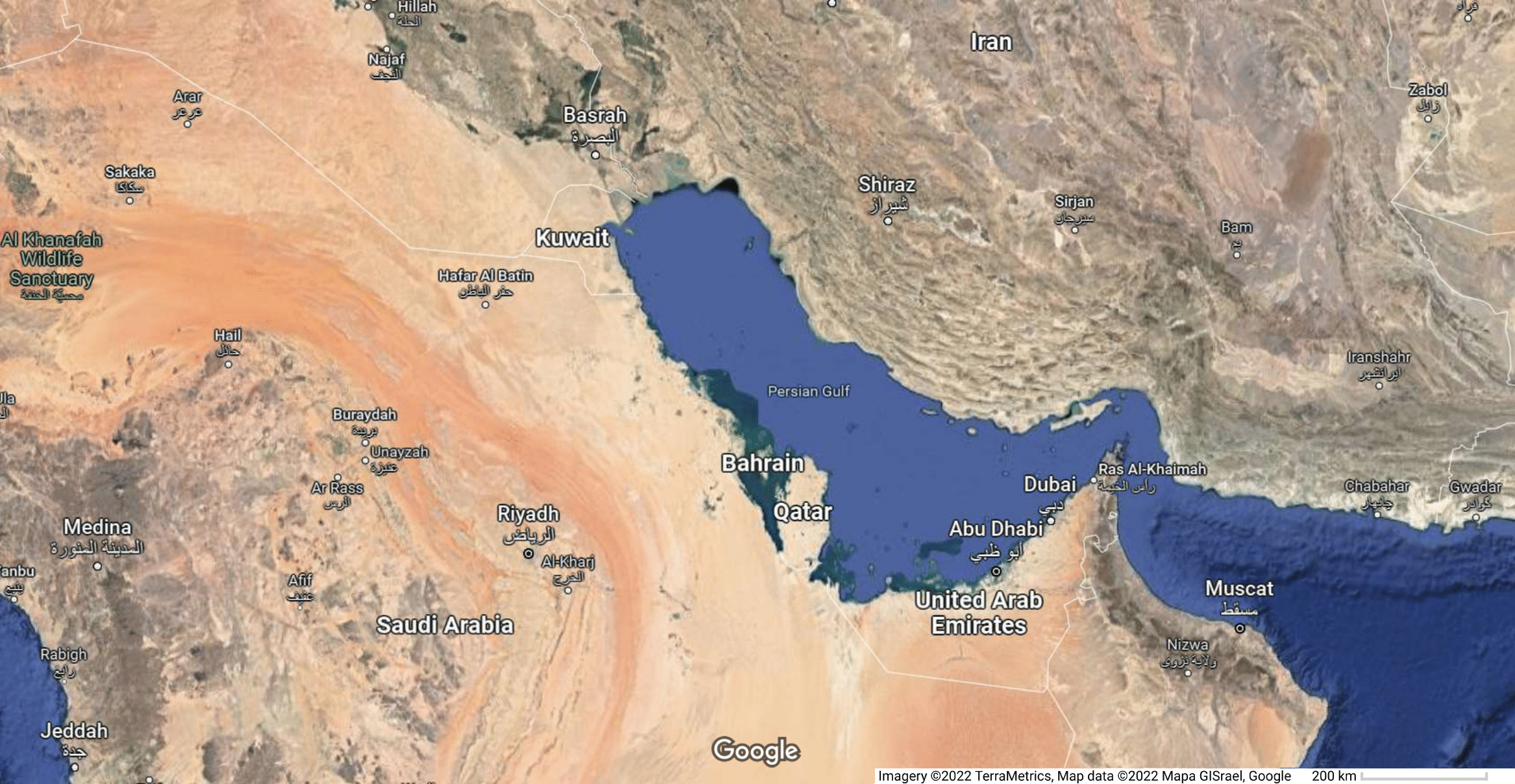 persic gulf by google map